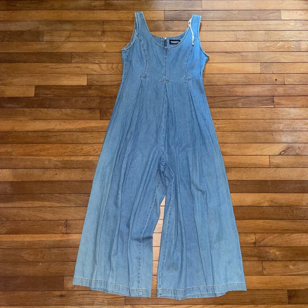 Vintage Tickets Clothing Balloon Wide Leg Denim Jumpsuit 90s Y2K Boho READ4SIZE - Picture 7 of 16